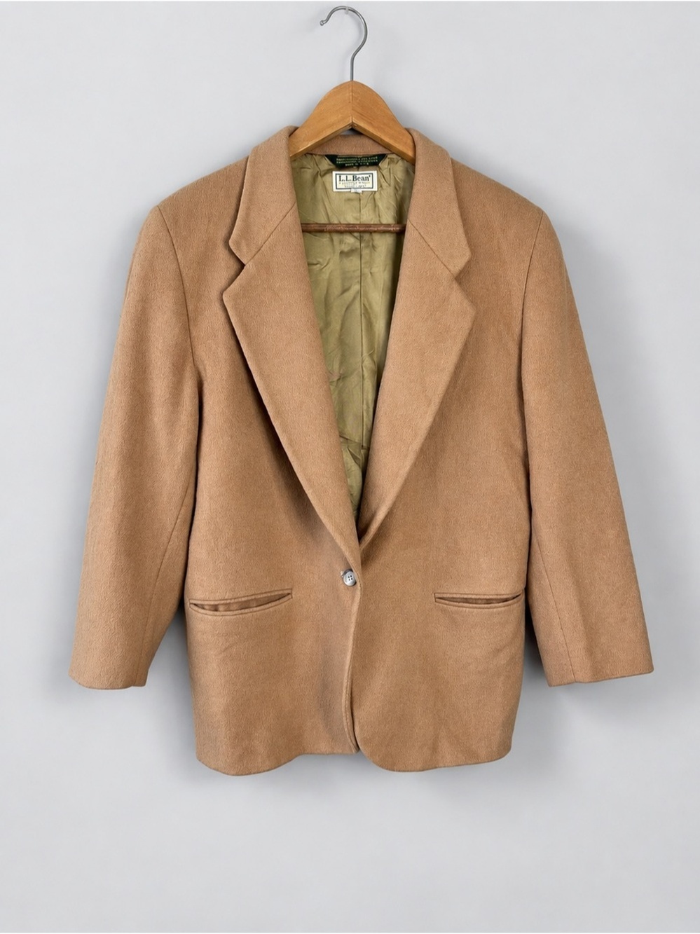 L.L. Bean Vintage Blazer Women's Camel Tan Wool Cashmere Classic Jacket - 12P